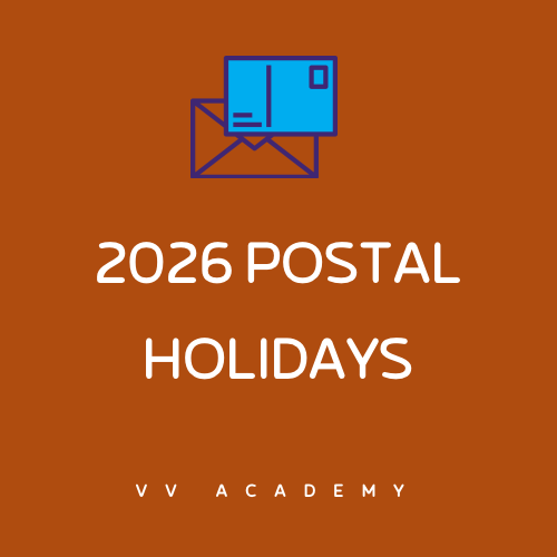 Purple Minimalist Postal Mail Logo Design - VV Academy